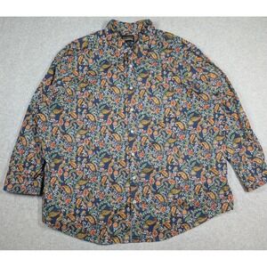 Cremieux‎ Men Shirt 3XB Paisley Floral Multicolor Long Sleeve Button Up Collared